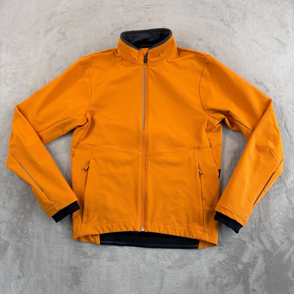 REI CO-OP Cycles Soft Shell Cycling Jacket Men‎ Small Orange Full Zip Pockets